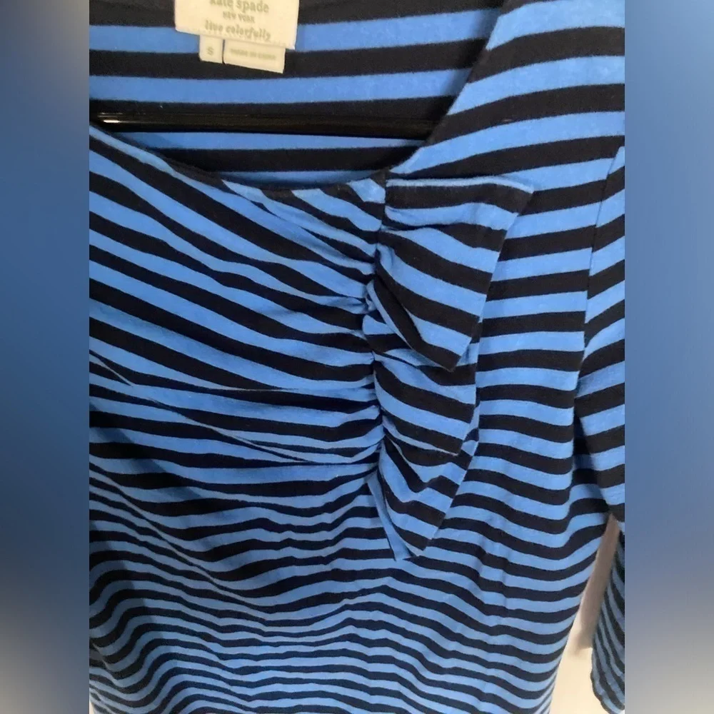 Kate Spade blue & black striped long sleeve top in size small